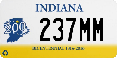 IN license plate 237MM