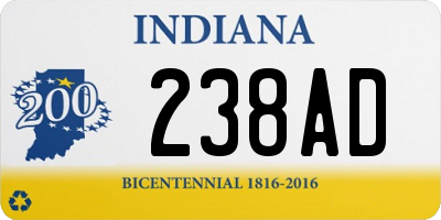 IN license plate 238AD