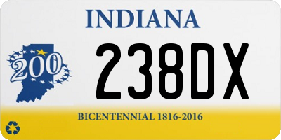 IN license plate 238DX