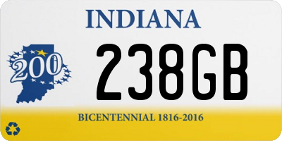 IN license plate 238GB