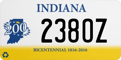 IN license plate 238OZ