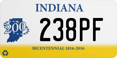 IN license plate 238PF