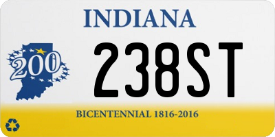 IN license plate 238ST