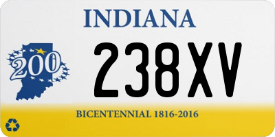 IN license plate 238XV