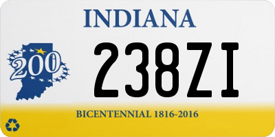 IN license plate 238ZI