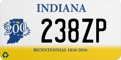 IN license plate 238ZP