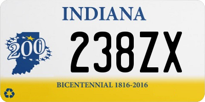 IN license plate 238ZX