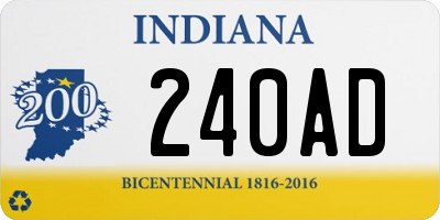 IN license plate 240AD