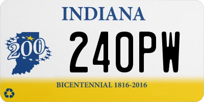 IN license plate 240PW