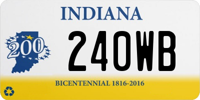 IN license plate 240WB