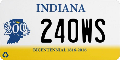 IN license plate 240WS