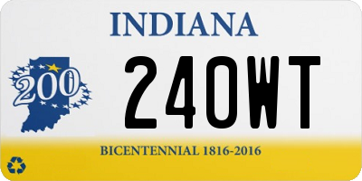 IN license plate 240WT