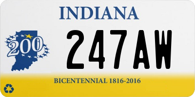 IN license plate 247AW