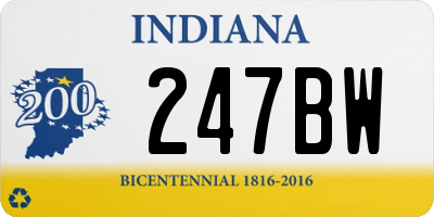 IN license plate 247BW