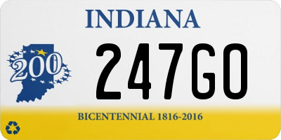 IN license plate 247GO