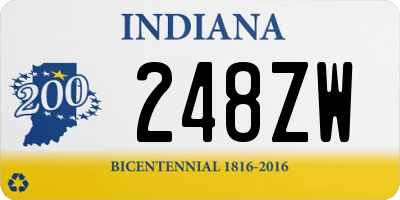 IN license plate 248ZW