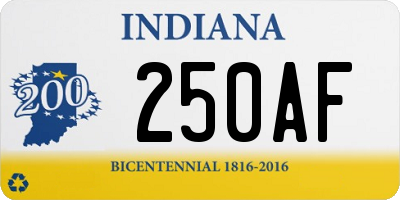 IN license plate 250AF