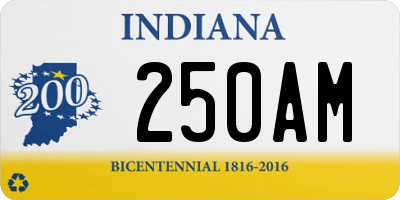 IN license plate 250AM