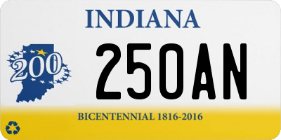 IN license plate 250AN