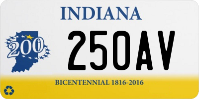 IN license plate 250AV