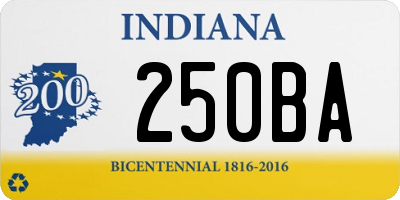 IN license plate 250BA