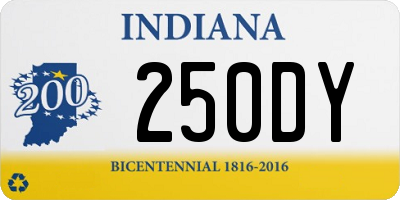 IN license plate 250DY
