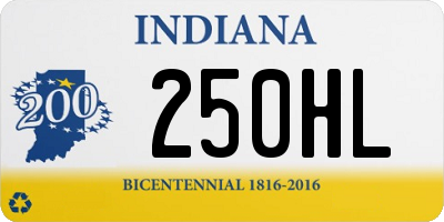 IN license plate 250HL