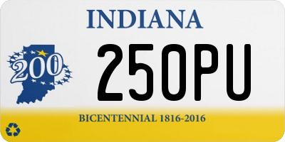 IN license plate 250PU