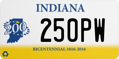 IN license plate 250PW