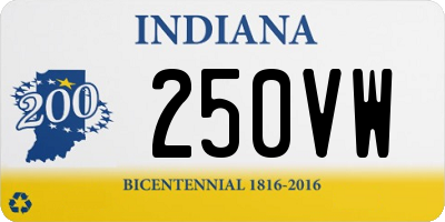 IN license plate 250VW