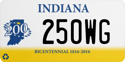 IN license plate 250WG