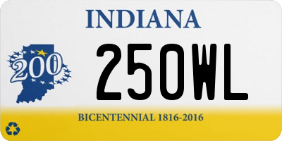 IN license plate 250WL