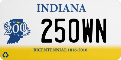 IN license plate 250WN