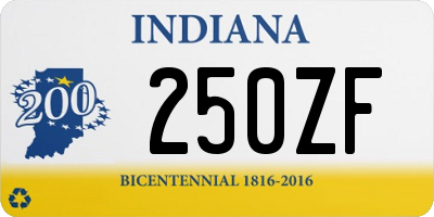 IN license plate 250ZF