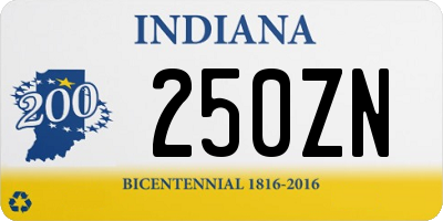 IN license plate 250ZN