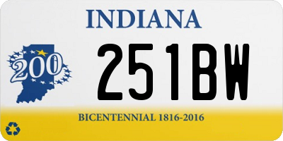 IN license plate 251BW