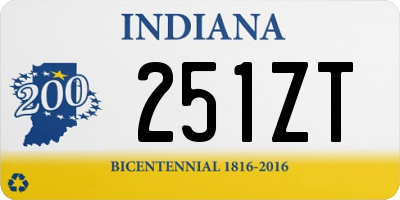 IN license plate 251ZT