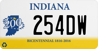 IN license plate 254DW