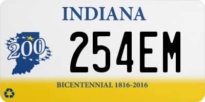 IN license plate 254EM