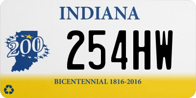 IN license plate 254HW