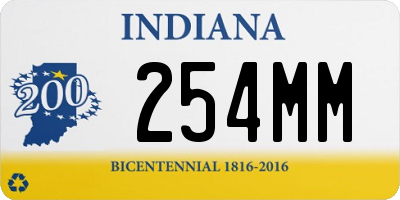 IN license plate 254MM