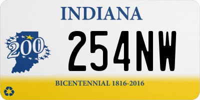 IN license plate 254NW