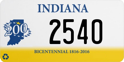 IN license plate 254O