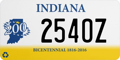 IN license plate 254OZ