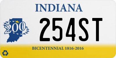 IN license plate 254ST