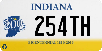 IN license plate 254TH