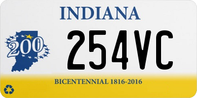 IN license plate 254VC