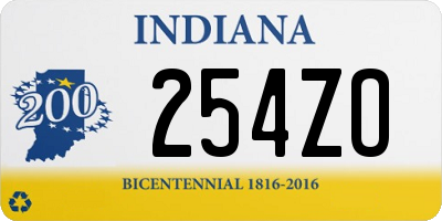 IN license plate 254ZO