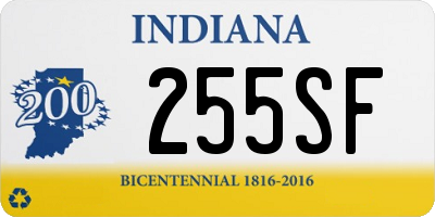 IN license plate 255SF