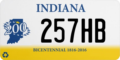 IN license plate 257HB